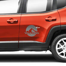 Paire Jeep Renegade Portes Côté Montagnes Graphique Logo Vinyle Autocollant Autocollant Rayure
 3