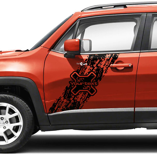 Paire Jeep Renegade portes côté graphique battu détruit Splash Logo vinyle autocollant autocollant bande
