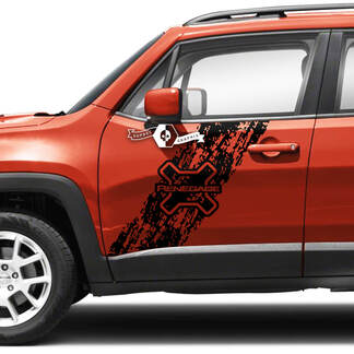 Paire Jeep Renegade portes côté graphique battu détruit Splash Logo vinyle autocollant autocollant bande
 1