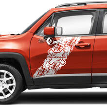 Paire Jeep Renegade portes côté graphique battu détruit Splash Logo vinyle autocollant autocollant bande
 2