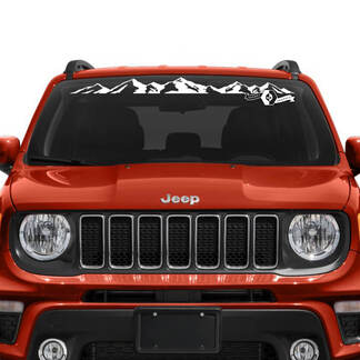 Jeep Renegade Pare-brise Fenêtre Graphique Montagnes Vinyle Autocollant autocollant

