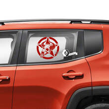 Paire Jeep Renegade Portes Fenêtre Côté Graphique Crâne Étoile Militaire Vinyle Autocollant Autocollant
 2