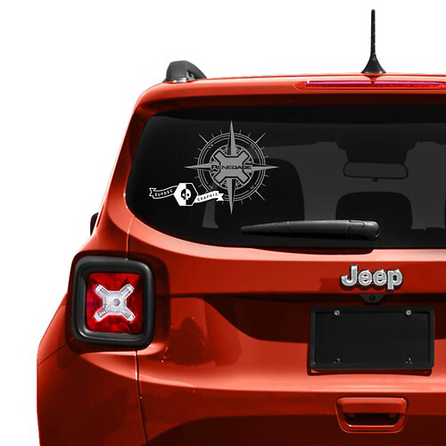 Décalcomanie en vinyle pour logo de boussole de fenêtre arrière de Jeep Renegade
