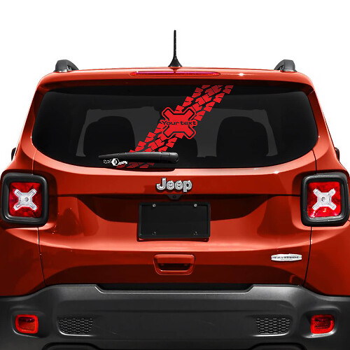 Autocollant en vinyle personnalisé texte trace de pneu pour lunette de hayon Jeep Renegade