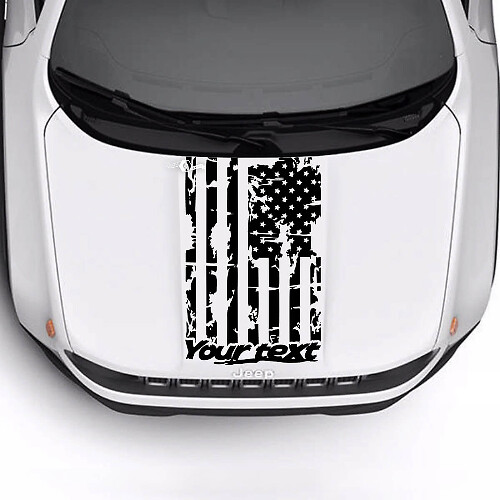 Texte personnalisé Drapeau USA Capot abîmé détruit Logo Bande Autocollant Vinyle pour Jeep Renegade Trailhawk