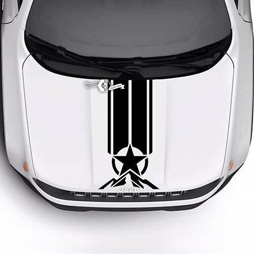 Jeep Renegade Trailhawk Sport Hood Militaire Star Stripe Trim Vinyl Decal Autocollant
