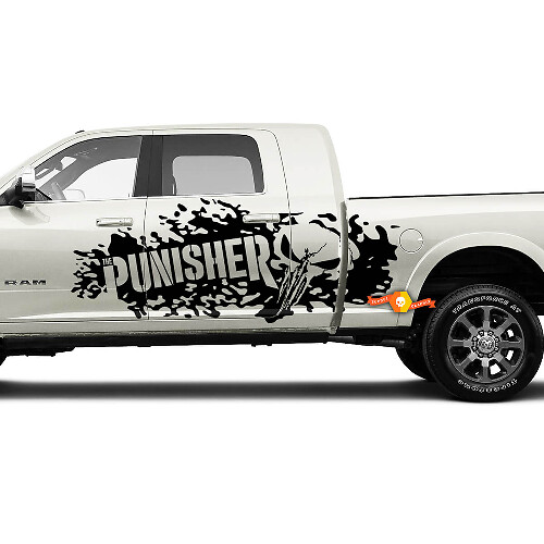 Kit de décalcomanies latérales en vinyle Punisher Splash pour Dodge Ram
