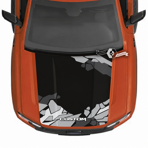 Autocollant Vinyle <CUSTOM> Complet en Camouflage Angulaire pour Capot de Ford Ranger