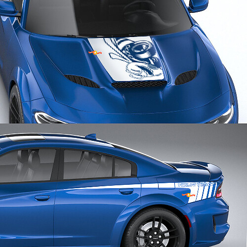 Ensemble de décalcomanies en vinyle Super Bee Drag Hood et bandes latérales pour Dodge Charger