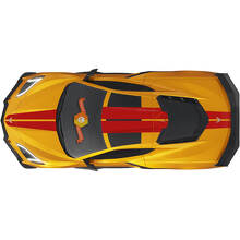Kit de décalcomanies en vinyle rayures de course arrière sur toit et capot pleine longueur pour Chevrolet Corvette C8_2