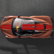 Autocollants doubles bandes capot toit arrière 2 pour modèles Chevrolet Corvette C8 Stingray Eray Z06 2