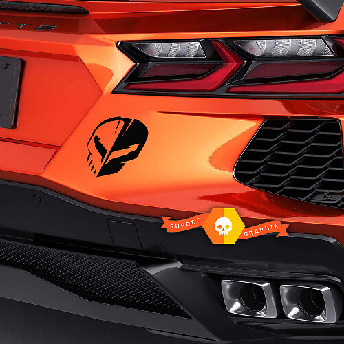 Autocollant en vinyle pour pare-chocs arrière Jake Skull pour Chevrolet Corvette C8 Z06
