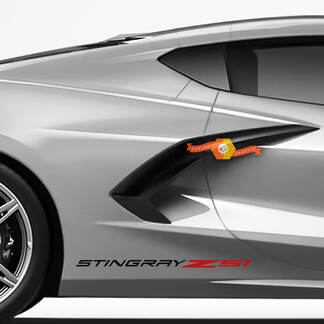 Paire Chevrolet Corvette C8 Stingray Z51 édition Racing arrière garde-boue côté vinyle autocollant autocollant 2 couleurs
