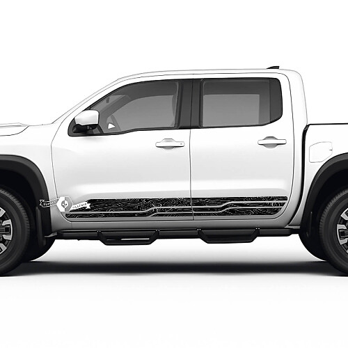 2 Nissan Decal Rocker Panel Côté Carte Topographique Nissan Frontier Stripe Vinyl Stickers Kit
