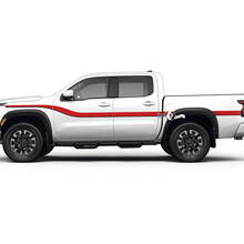 2 autocollants Nissan avant garde-boue portes lit garde-boue arrière Logo ligne garniture côté Vintage Nissan Frontier Stripe vinyle autocollants Kit
 2