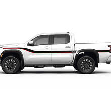 2 autocollants Nissan avant garde-boue portes lit garde-boue arrière Logo ligne garniture côté Vintage Nissan Frontier Stripe vinyle autocollants Kit
 3