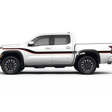 Kit de décalcomanies latérales en vinyle à bandes courbées jumelées pour Nissan Frontier 3