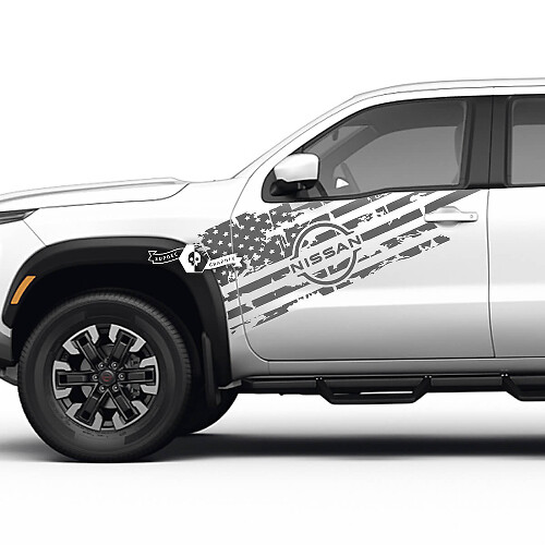 Kit d'autocollant vinyle de porte avec drapeau des États-Unis usé pour Nissan Frontier