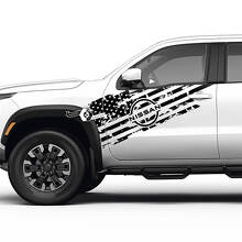 Kit d'autocollant vinyle de porte avec drapeau des États-Unis usé pour Nissan Frontier_2