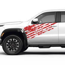 Kit d'autocollant vinyle de porte avec drapeau des États-Unis usé pour Nissan Frontier_3