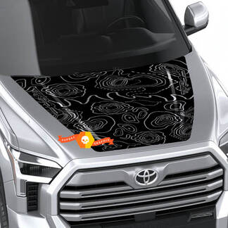 Autocollant de décalcomanie tout-terrain TRD 4x4 pour capot avec lignes topographiques 2 couleurs pour Toyota Tundra 2022+
