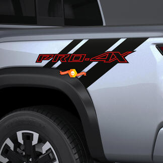 2X Nissan Frontier Pro-4X lit camion voiture vinyle des deux côtés autocollants graphiques 2 couleurs
