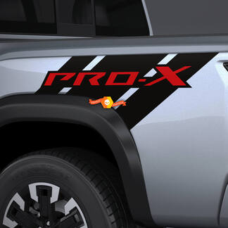 2X Nissan Frontier Pro-4X lit camion pick-up voiture vinyle deux côtés autocollants graphiques 2 couleurs
