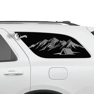Paire d’autocollants en vinyle Dodge Durango Side Rear Window Mountains Hut Decal
 1