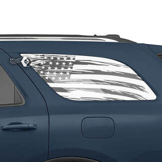 2x Dodge Durango Fenêtre arrière latérale USA Drapeau détruit Autocollants en vinyle
