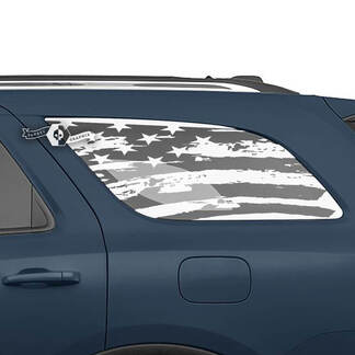 Paire d’autocollants en vinyle pour fenêtre arrière latérale Dodge Durango USA Flag détruit
