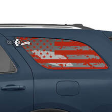 Paire d’autocollants en vinyle pour fenêtre arrière latérale Dodge Durango USA Flag Destroyed Wrap Decal
 2