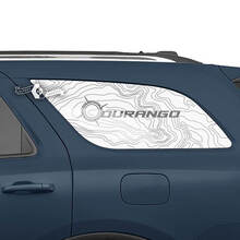 Paire Dodge Durango Fenêtre arrière latérale Carte topographique Lignes Boussole Autocollants en vinyle
 2