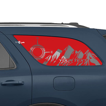 Kit d'autocollants vinyle style montagnes pour fenêtre latérale arrière Dodge Durango_3