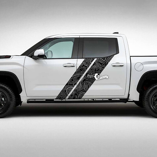Kit d'autocollants en vinyle à rayures doubles côté carte topographique pour Toyota Tundra