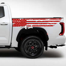 Paire Toyota Tundra lit côté garde-boue arrière USA drapeau détruit Grange rayures vinyle autocollants décalcomanie
 2