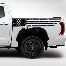 Paire Toyota Tundra lit côté garde-boue arrière USA drapeau détruit Grange rayures vinyle autocollants décalcomanie
 3