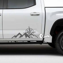 Paire Toyota Tundra Porte Montagnes Boussole Bandes latérales Autocollants en vinyle Décalcomanie
 3