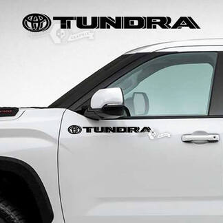 Paire d’autocollants en vinyle avec logo de portes Toyota Tundra à rayures latérales
