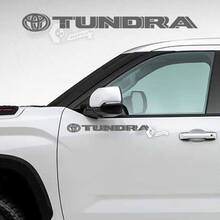 Paire d’autocollants en vinyle avec logo de portes Toyota Tundra à rayures latérales
 2
