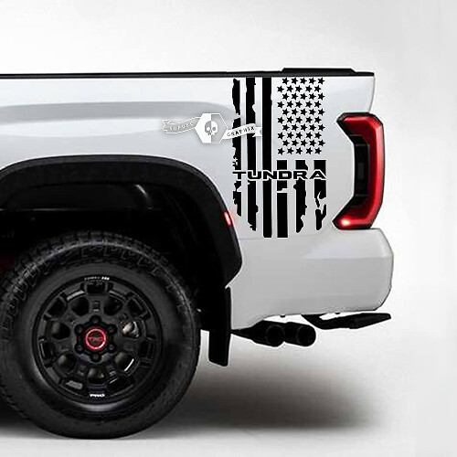 Paire d'autocollants vinyle pour côté de lit avec drapeau USA vieilli pour Toyota Tundra