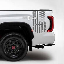 Paire Toyota Tundra lit côté garde-boue arrière détruit Grange USA drapeau Logo rayures vinyle autocollants décalcomanie
 2