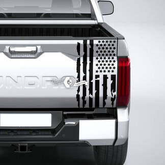 Toyota Tundra lit camionnette hayon détruit Grange rayures USA drapeau vinyle autocollants décalcomanie
