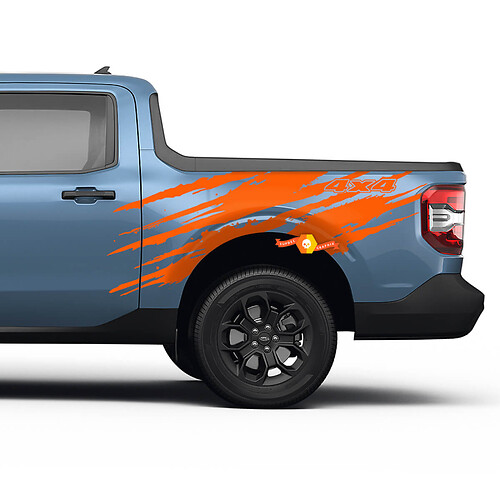 Paire Ford Maverick 4X4 Lit de ramassage latéral Garde-boue arrière Logo Splash Graphics Décalcomanies Toutes les couleurs Autocollants Maverick
