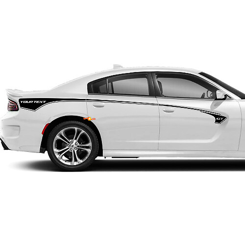 Kit de décalcomanies en vinyle avec texte personnalisé et bandes latérales logo GT pour Dodge Charger