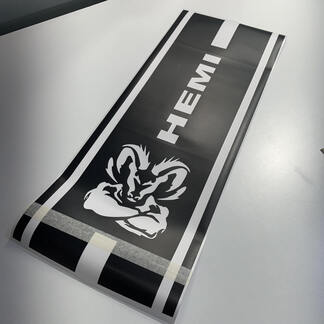 Hemi Muscle Dodge Ram Rebel Mopar Hood Cut Vinyl Decal Rayures Graphique
