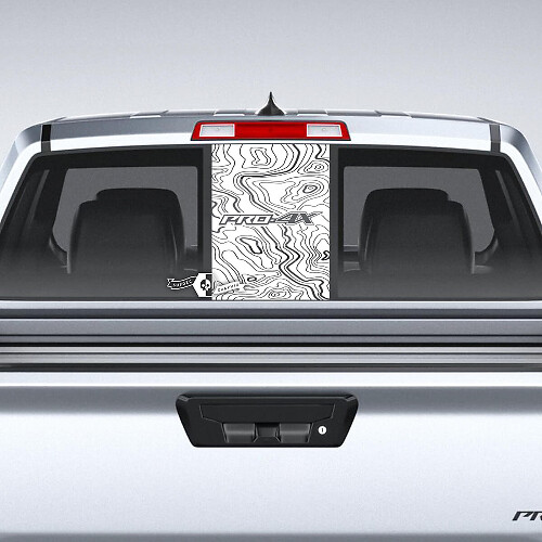 Autocollant vinyle topographique pour vitre arrière Pro-4X pour Nissan Frontier