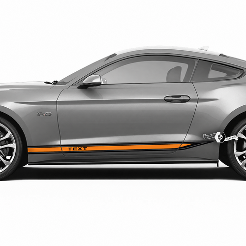 Paire de bandes latérales inset orange Autocollant vinyle pour panneau latéral Ford Mustang 2016-2023