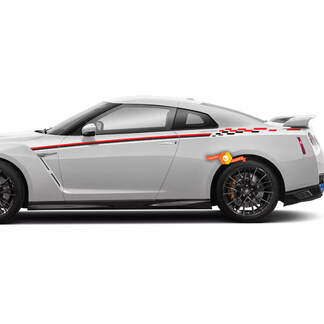 Paire Nissan Skyline GTR R35 Nismo Inspiré R Tune Porte Corps Stripe Decal Kit 3 Couleurs
