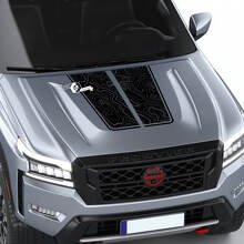 Nissan Frontier S SV Pro-4x Autocollant de capot en vinyle Carte topographique Lignes de contour hors route Autocollant graphique double occultant
 2