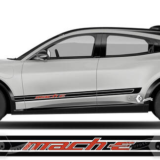 Paire Ford Mustang MACH-E MACH E Rocker Panel Logo Outline Stripes Side Door Decal autocollants en vinyle 2 couleurs
